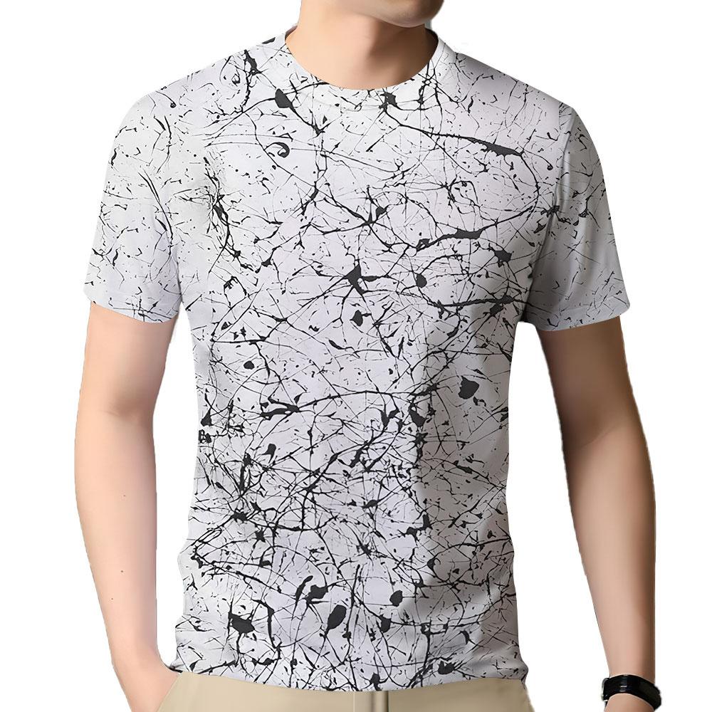 Men's T-Shirt 3d Tie Dye Print Tee Vintage O Neck Short Sleeve Casual Tops Streetwear Extra Large T-Shirt Fashion Men Clothing