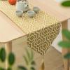 Elegant Jacquard Turquoise Cotton Linen Table Runner with Tassels Dresser Scarf for Home Party Wedding Dining Table Decor