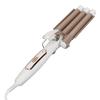 Wavy Curling Wand 3 Barrel Hair Crimper Dry and Wet Use Ceramic Heating Hair Styling Curler Golden 100‑240V US Plug