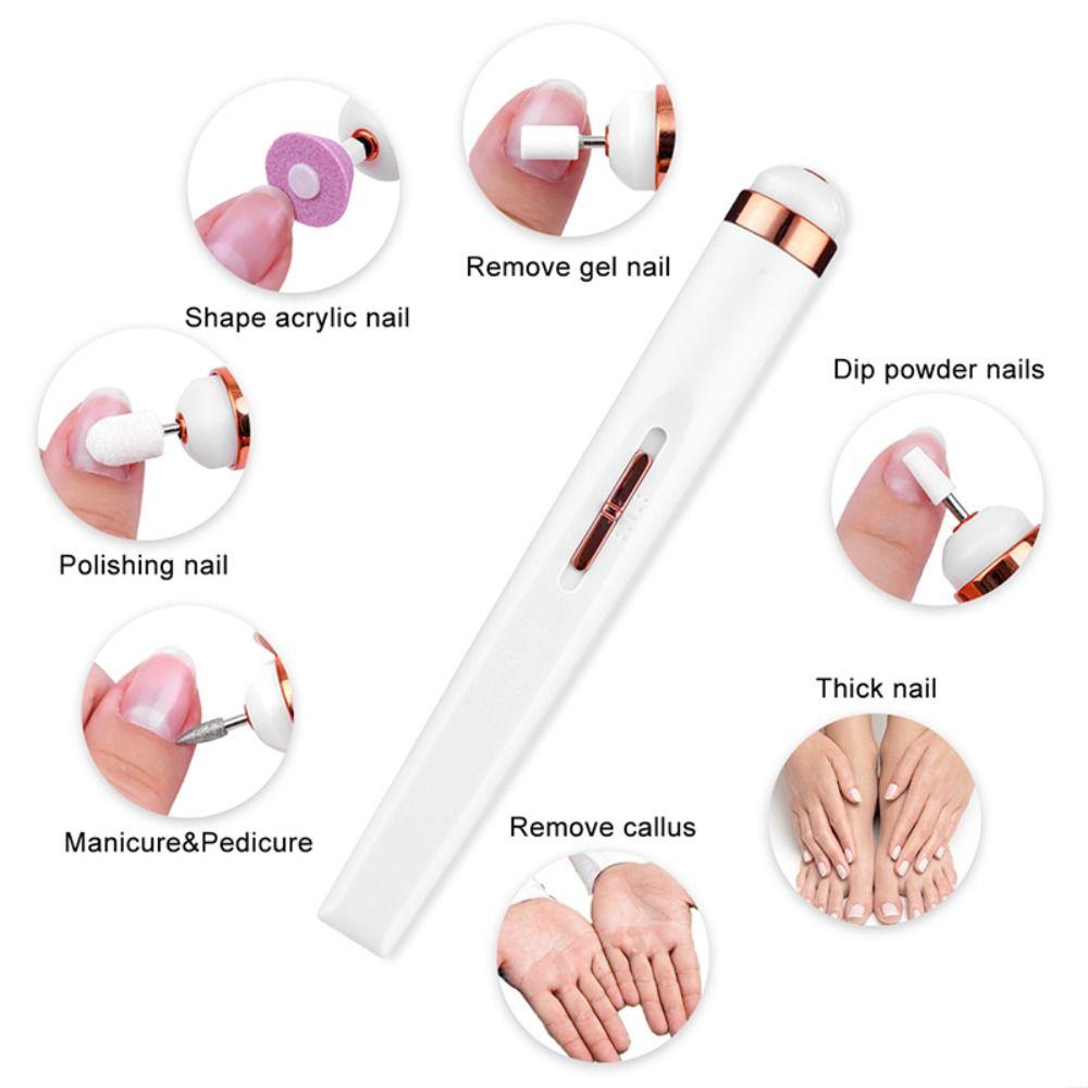 2nd Gear Nail Polishing Machine With LED Light Electric Manicure Art Pen Tools
