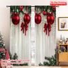2D Flat Printing 2pcs Christmas Window Drapes Red and Green Versatile Polyester Fabric Without Electricity Birthday Party Use