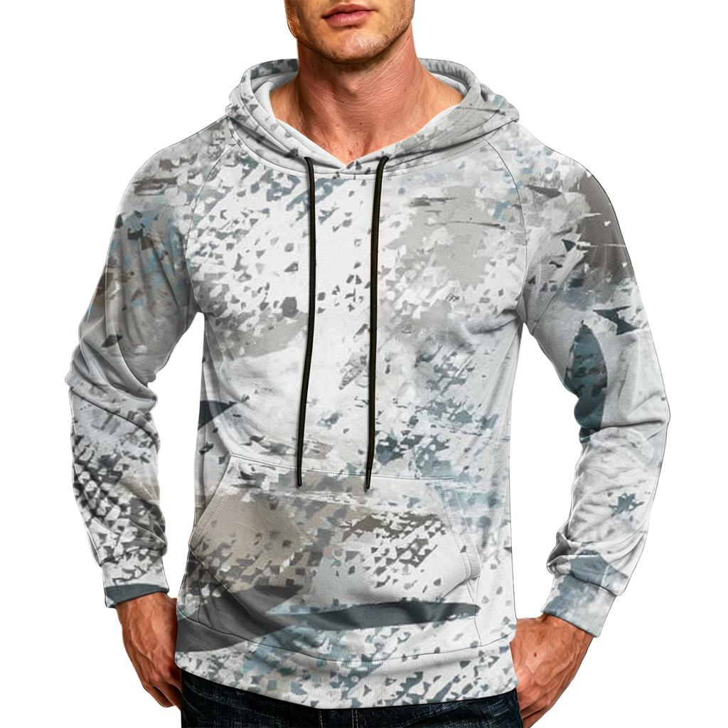 Men's Color Loose Fit Casual Hoodie with Pocket and Drawstring