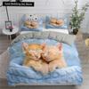 Cartoon Bedding Set Cute Cats Printed 3D Duvet Cover Set Twin Full Queen King Double Sizes Pillowcase Bedclothes Soft Polyester