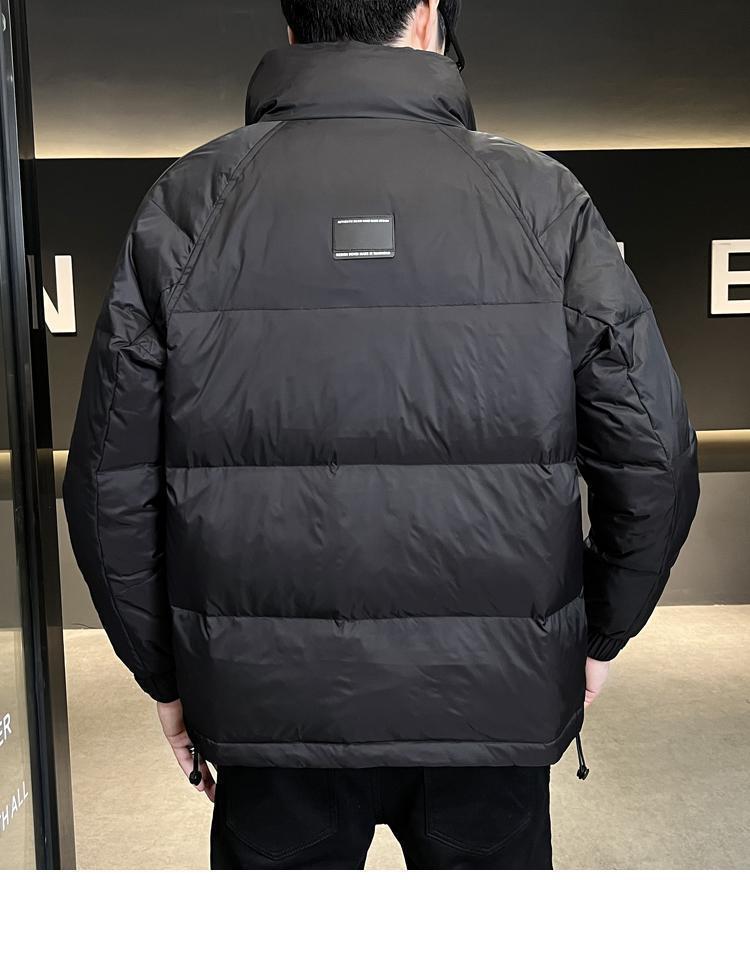 Pánská trendy krátká teplá péřová bunda se stojáčkem na zimu 2025