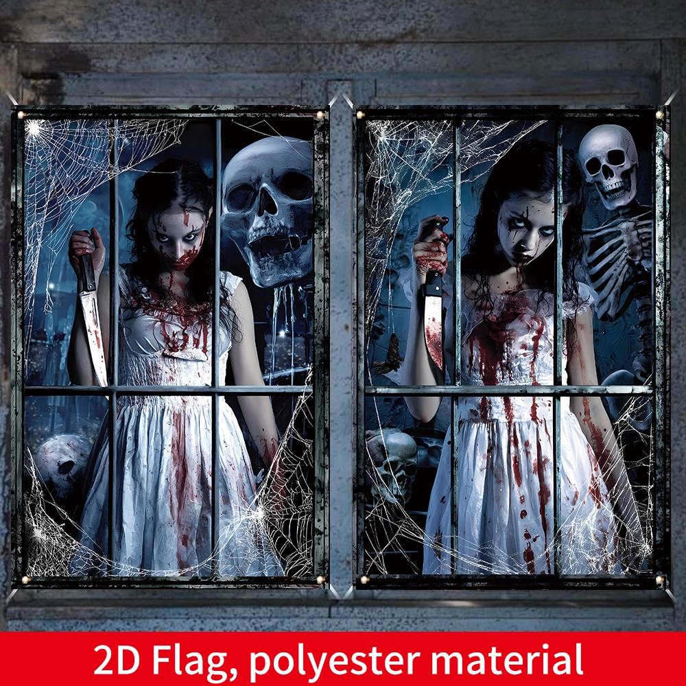 2D Banner 2 Halloween Banner Spooky For Home Indoor Outdoor Party Gift
