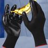 12pairs Breathable Safety Work Gloves Excellent Grip Durable PU Coated Gloves Wear-Resistant Corrosion-Resistant