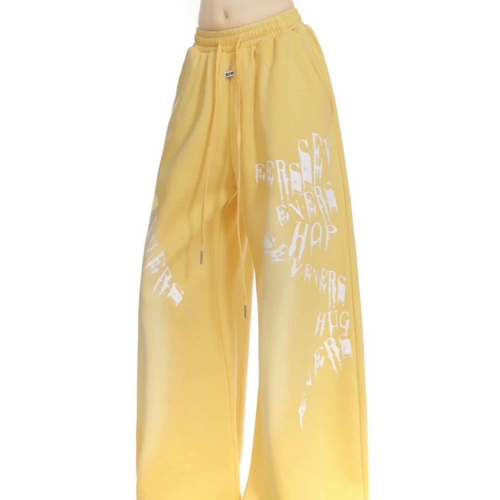 Women's Retro Gradient Letter Print Wide-Leg Jazz Sweatpants