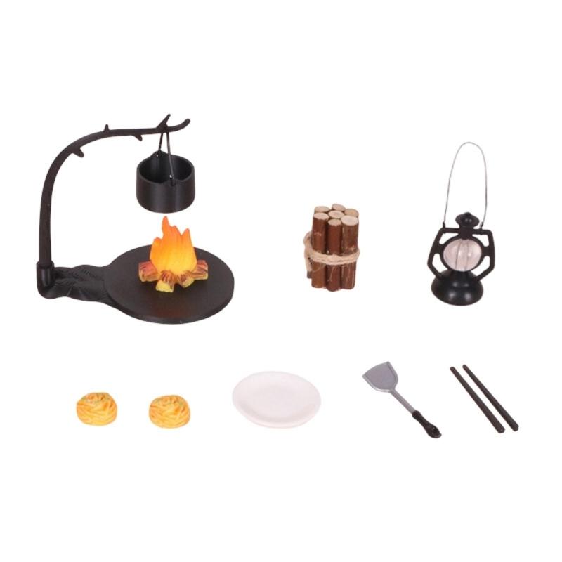 

1/12 Scale Mini Firewood Stack Fishing Bucket For DIY Camping Detailed Craft For Miniature Landscapes