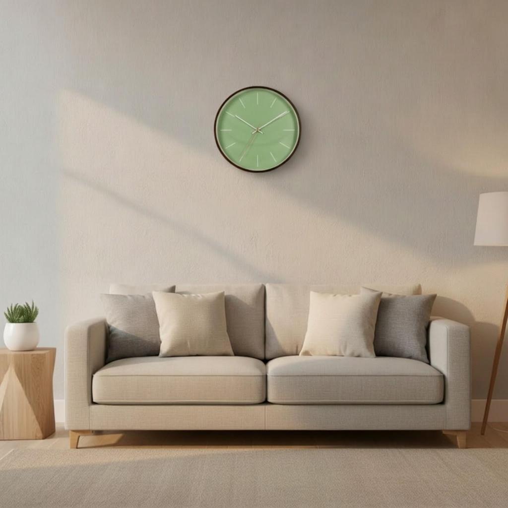 Wall Clock with Wood Frame Round for Living Room, Hallway
