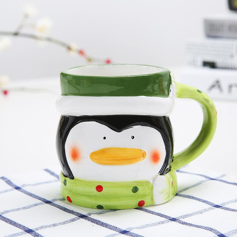 Cute Cartoon Ceramic Christmas Gift Cup, Reindeer Mug, Children's Holiday Gift, Santa Claus Coffee Cup