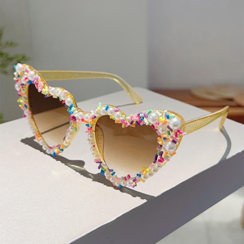 

Солнцезащитные очки в форме сердца с жемчугом и джиммис Модные Милые Градиентные Многоцветные Декоративные Очки Трендовые Оригинальные Солнцезащитные Очки