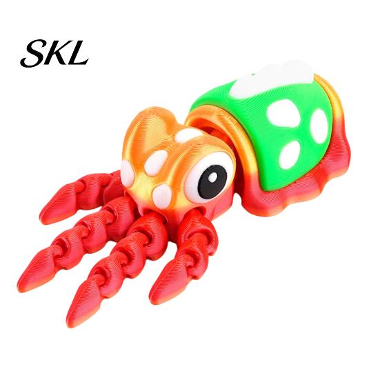 Colorful Desktop Figurine 3D Printed Animal Figures, Articulated Flexible Squid Model Sensory Stress Relief Fidget Toy Toy, Collectible Ocean