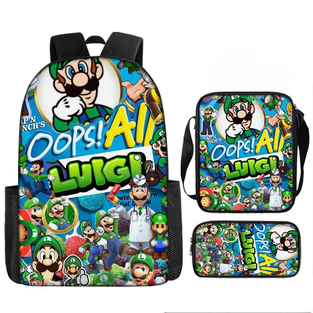 Cartoon Plumber School Bag Li School Backpack Mario Backpack pencil bag