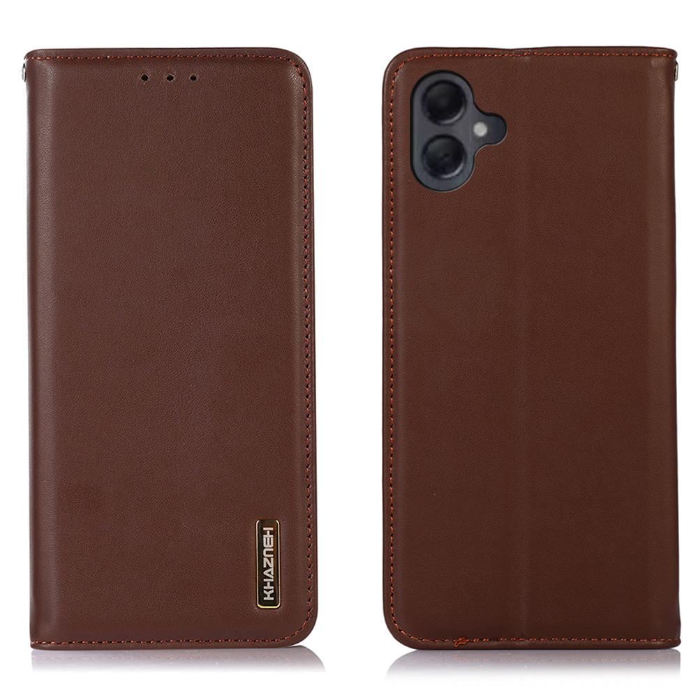 KHAZNEH For Samsung Galaxy A07 Case Wallet Genuine Cow Leather Phone Cover Nappa Texture