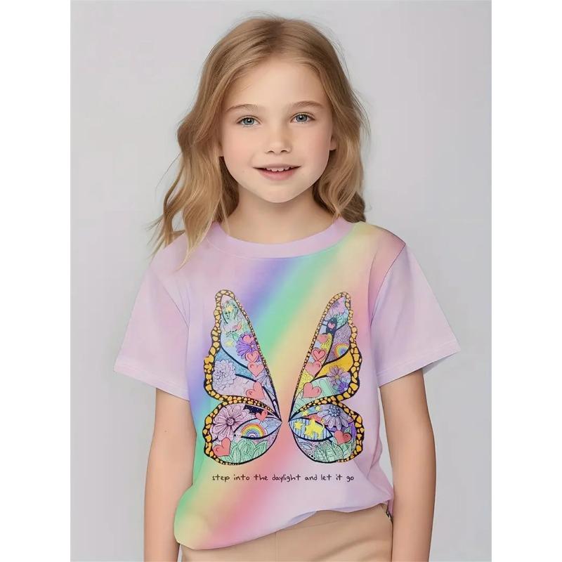 

Casual T-Shirts Girls Clothing New Funny Animal Butterfly 3d Print Girls T-Shirts Party Short Sleeved T-Shirts 130