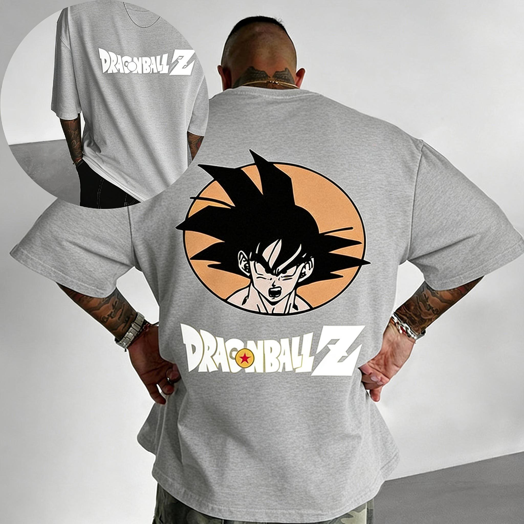

Новая модная повседневная футболка с принтом из аниме Dragon Ball, мужская, из плотного хлопка, с коротким рукавом, американская S