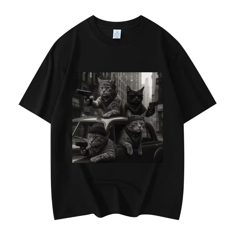 2026 New HighQuality Cotton Funny Cat Joke Graphic TShirt Unisex Teens Short Sleeve Streetwear Summer Casual Top Hot Sale