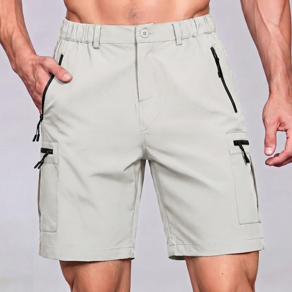 Men's Casual Drawstring Waist Lightweight Stretch Athletic Shorts with Zip Pockets Comfortable Fit Breathable Fabric