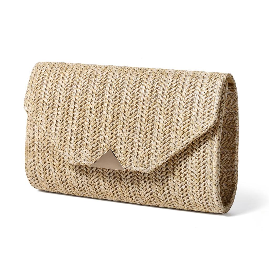 Straw Woven Clutch Bag Beach Rattan Causal Female Party Wedding Evening Bag Summer Vacation Luxury Purse Handbag Rattan Woven