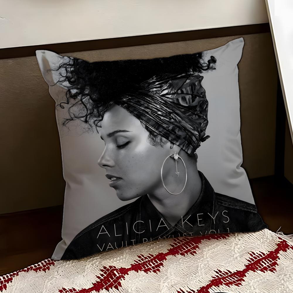 singer AAlicia Keys Cushion Cover Reversible Soft Durable Pillow Cover Home Car MultiScene Use for Daily Comfort