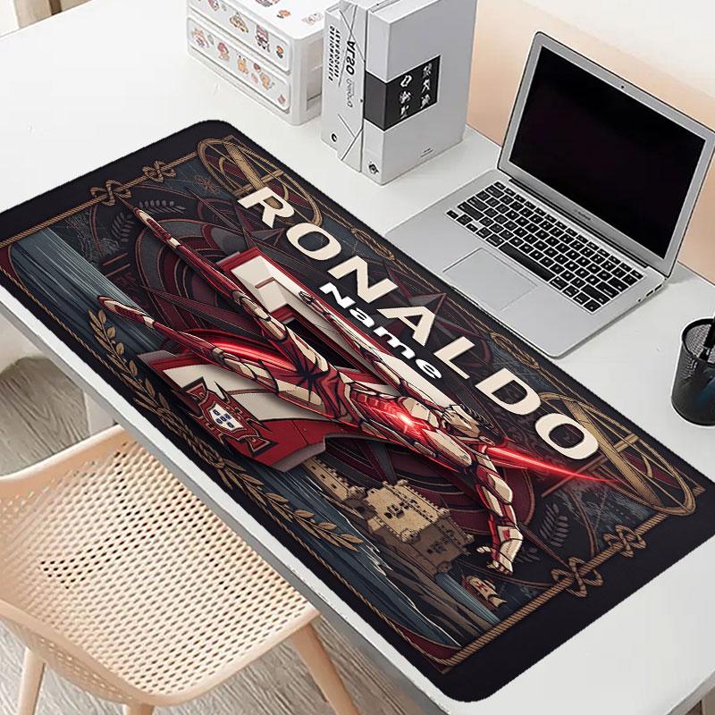 Custom Name Personalized Cristiano Ronaldo Pattern Mousepad, Laptop PC Desk Mat, Decorative Desk Mat for Home Keyboard Pad Gift