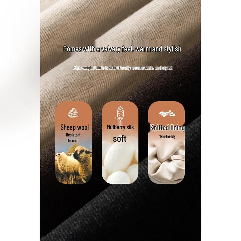 Mengshuya Thickened Silk Wool Blend High-Waist Straight-Leg Trousers