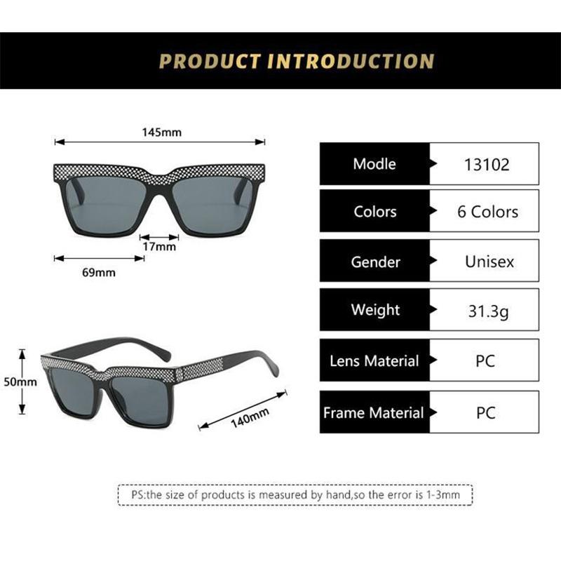 Premium Feel Diamond Inlaid Square Sunglasses Women Men Exquisite Luxury Sun Glasses Party Travel Glasses