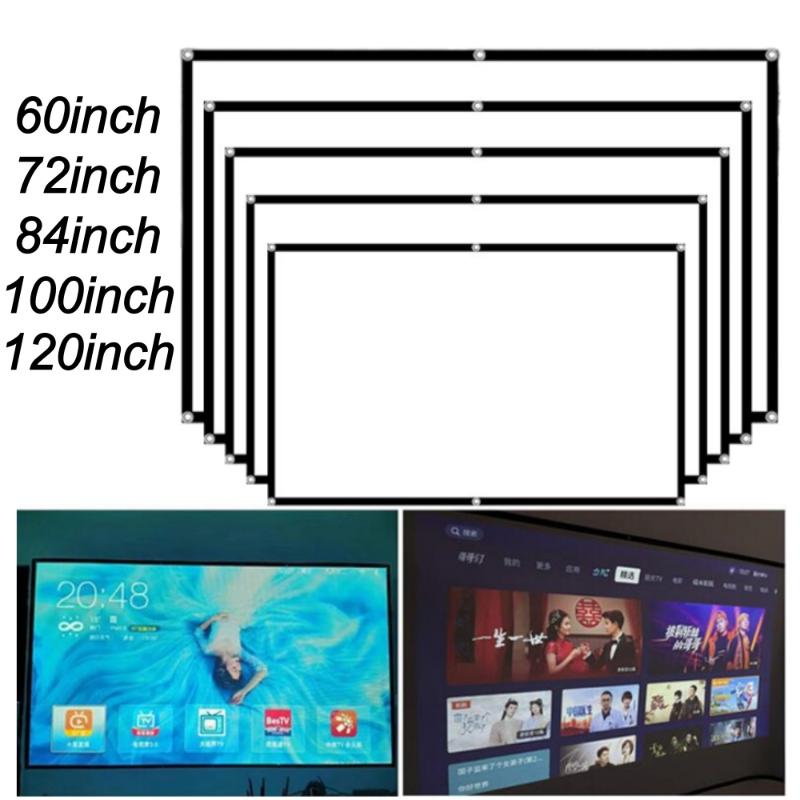 Compact Portable Anti-Light Projector Screen Flexible Use 60/72/84/100/120 Inches for Travel