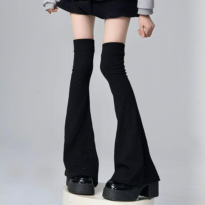 Chaussettes Hautes Lolita Japonaises Harajuku 60cm Longs Jambières Bas pour Femmes Mode Noir Blanc Coton Cache-Bottes Chaussettes