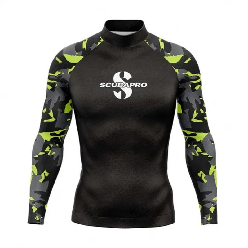 Mens Long Sleeve UV Protection Rash Guard Surfing Diving Swimming Fishing Outdoor Water Sports