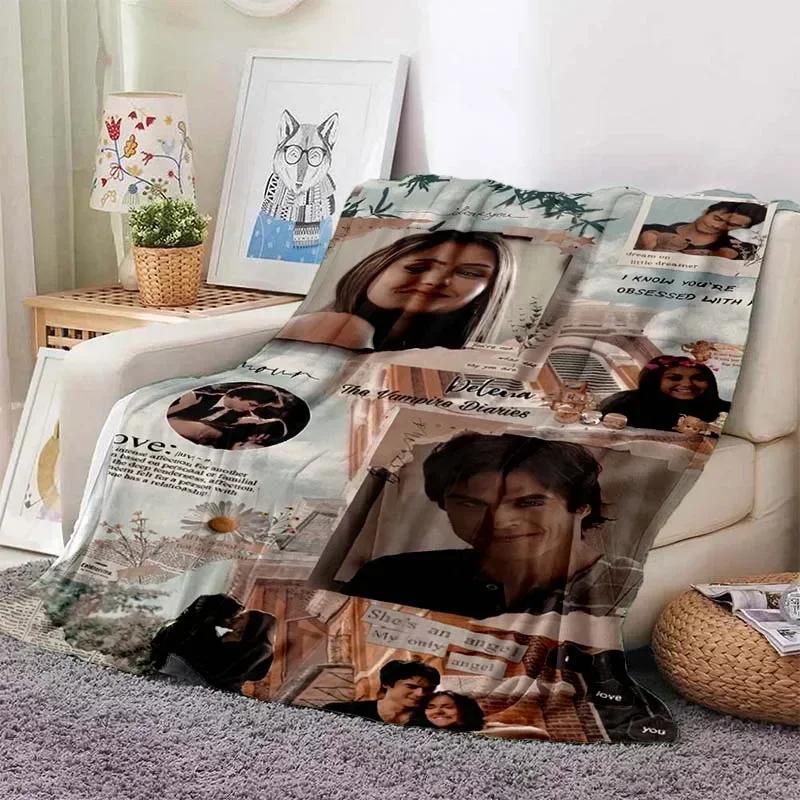 The Vampire Diaries 3D Printed Flannel Plush Blanket Bedspread Sofa Lazy Blanket Outdoor Lunch Break Blanket Travel Quilt Cover