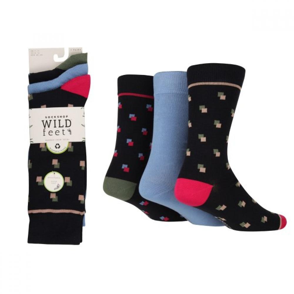Sock Shop Men S Navy Square Pattern Bamboo SockS Set