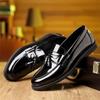 New Wedding Dress Glossy Patent Leather Tassels Shoes For Men Silp On Loafers Prom Homecoming Party Footwear Zapatos