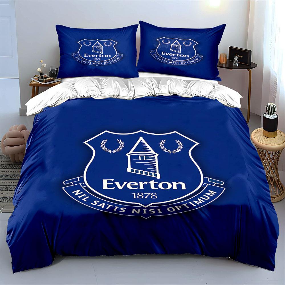 Blue Everton Logo Bedding Set Bedding Duvet Cover Set Duvet Cover Pillowcases (1 * Duvet Cover 2 * Pillowcases, Without Duvet Insert)