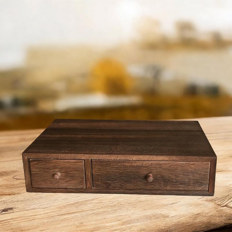 Natural Wood Desk Organizers With Spacious Compartments For Stationery And Cosmetics