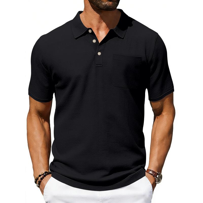 Heren Lapel Poloshirt, Zomer Casual Korte Mouwen Zak T-shirt, Losvallend Top