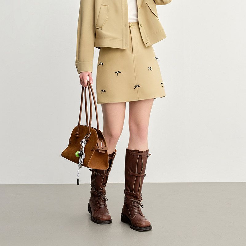 

Unique Plus-Size Women s Clothing, Retro Sweet and Cool Barn Style Fashion, Regular Shoulder Suit, Spring New Arrival, Jacket and Skirt Two-Piece Set Oatmeal Khaki (Skirt) uk6