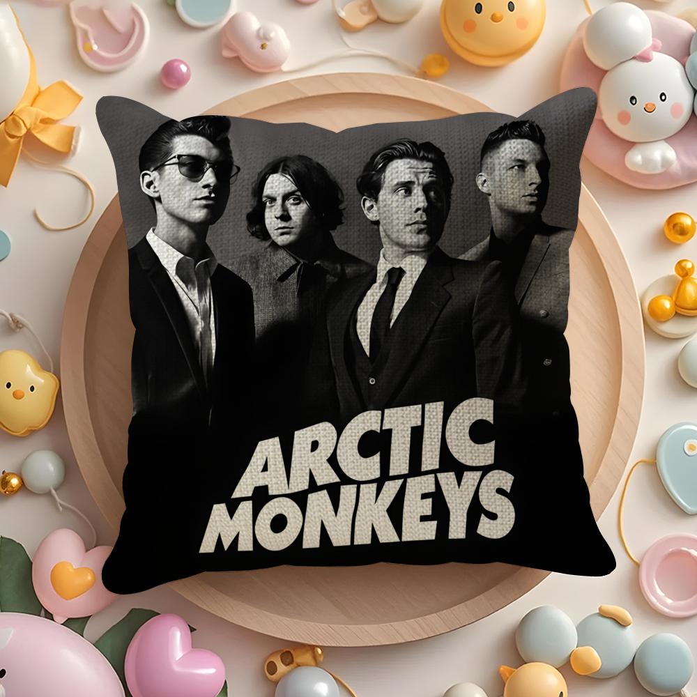 A-Arctic M-Monkeys Band Cushion Cover Natural Linen Organic Fabric Double-Sided Printing Sofa Home Decor Gift Pillow Cover