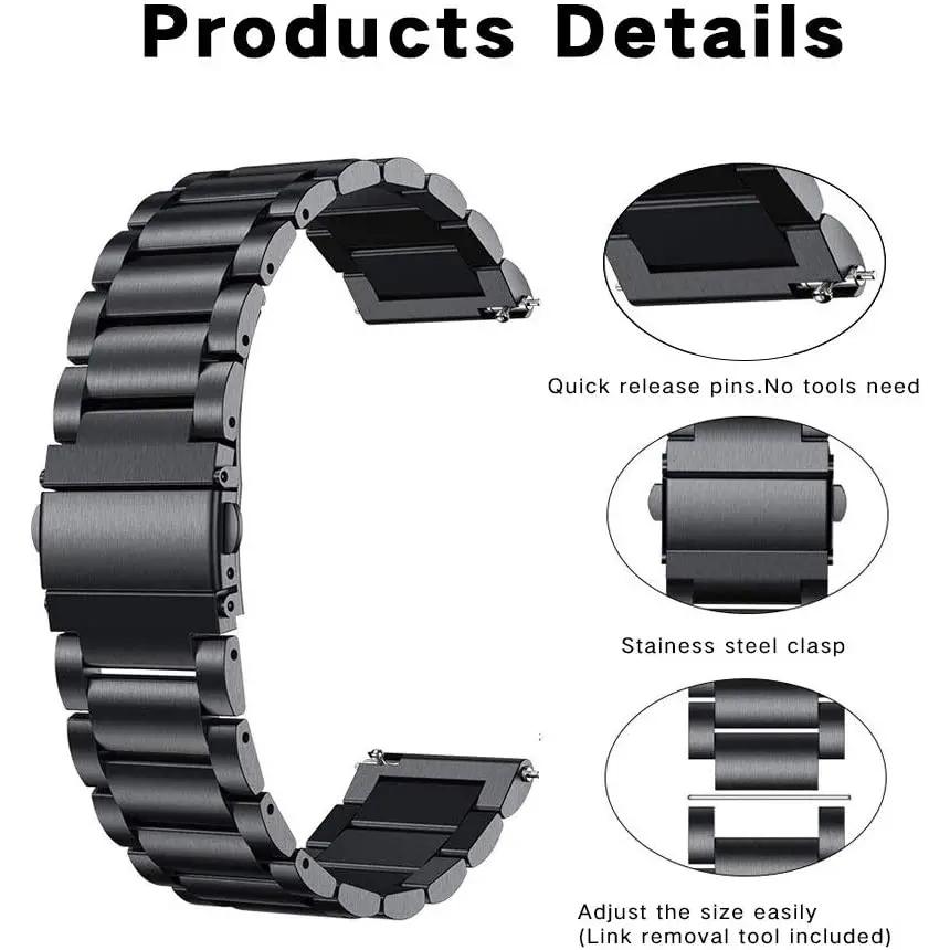 22mm Band For Samsung Galaxy Watch 4 6 40mm 44mm 6 Classic 43mm 47mm 5 45mm Stainless Steel Bracelet for HUAWEI Watch GT 2 Strap