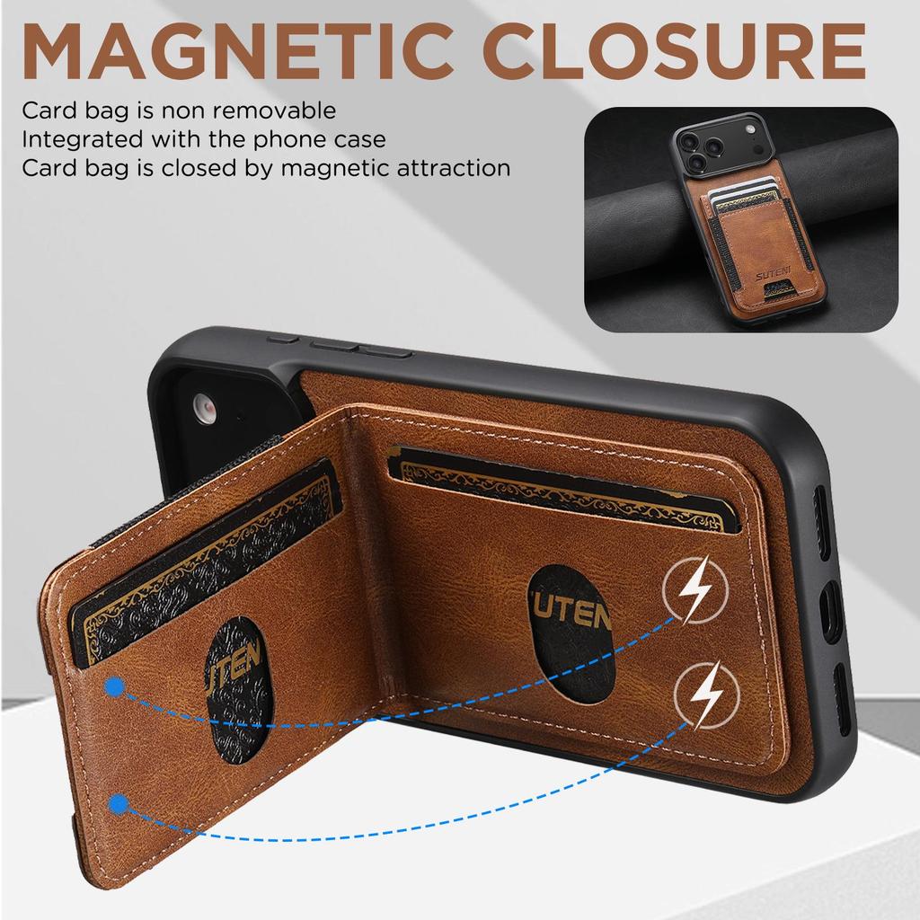 Universal Leather Phone Case with SIM Slot and Card Holder for Apple 17 Pro Max, Google 10 Pro XL, Samsung