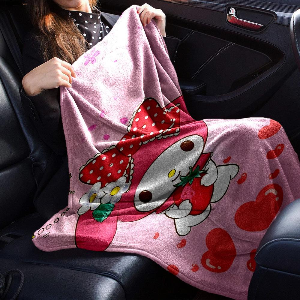 1 Stück My Melody Erdbeer-Decke Leichte Flanell-Kuscheldecke für Sofa Bett Reise Camping Wohnzimmer Büro Couch Stuhl