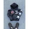 Casual Hooded Zip-Up Sweatshirt Teens Unisex Loose Fit Graphic Print Streetwear Fall