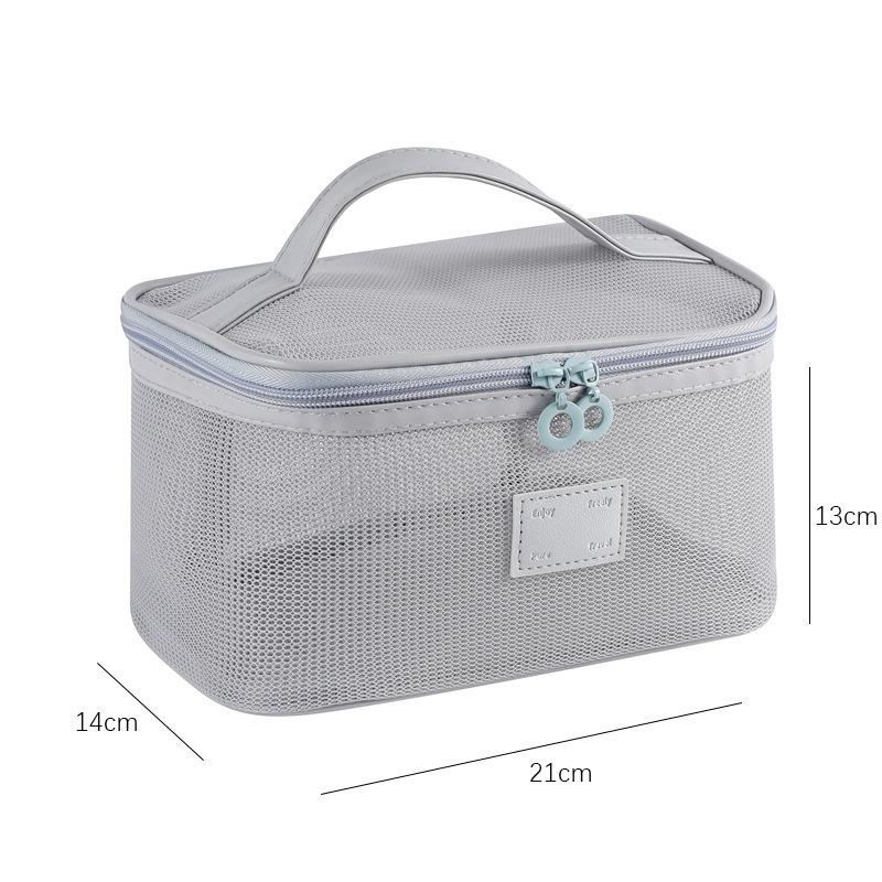 Large Capacity Mesh Makeup Bag - Portable Transparent Toiletry Storage
