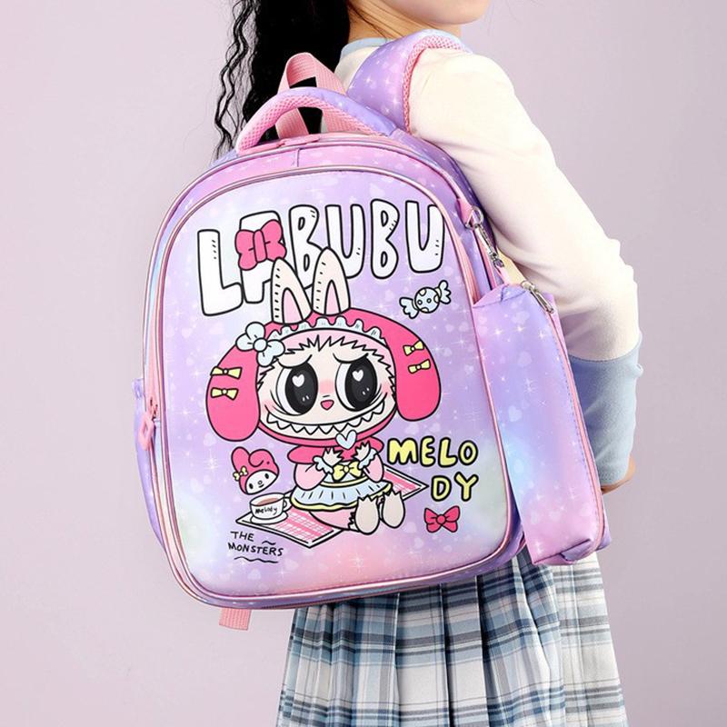 The New LABUBU Children's Schoolbag Cute Cartoon Pencil Case Backpack Boys and Girls Primary School Students First and Second Grade Backpack
