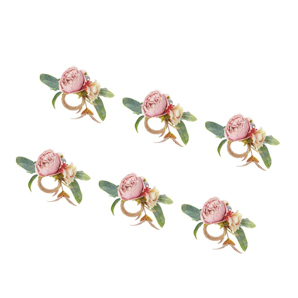 Pack of 6 Elegant Floral Table Decors Napkin Rings Faux Flower Napkin Rings Versatile Table Decors for Various Occasions