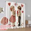 2 Stück, 2D-Flachdruck Minimalistische Vorhänge Vintage Valentinstag Polyestergewebe (ohne Stange) Heimdeko Perfekt für Schlafzimmer,