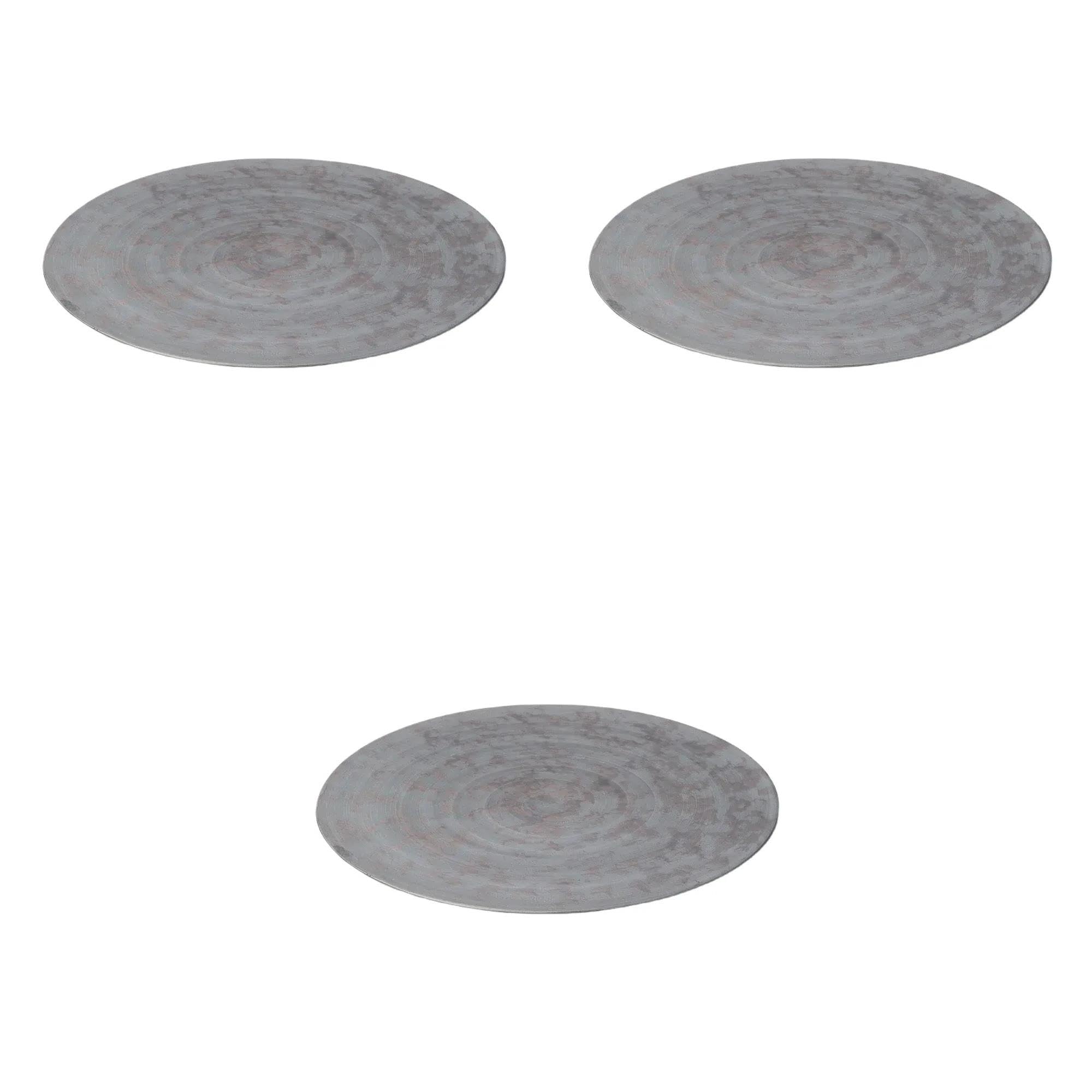 

Set of 3 Smoked Silver 24cm Round Plates x Round Plate Setomonohonpo [24.4 1.3cm] (Large)