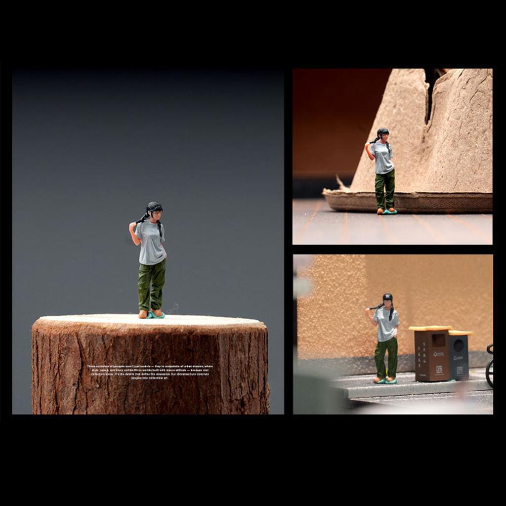 1:64 Scale Hand Painted Resin Collectible Figure Miniature Model Accessories Realistic Lounge Girl Figure Model Gift