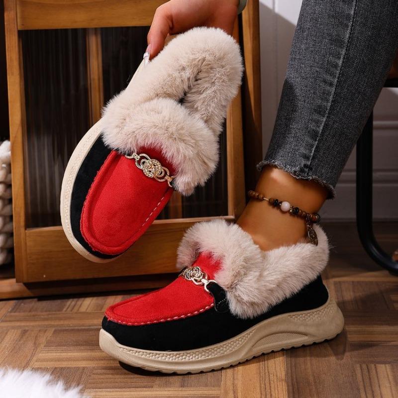 Women's Plus Size Thick Platform Low-Top Sneakers Frayed Edge Warm Cotton Shoes Comfortable Euro-American Style New Autumn Winter