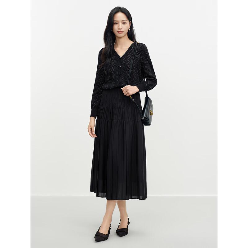 JUZUI Elegant Glossy Wool & Cashmere Knit Cardigan